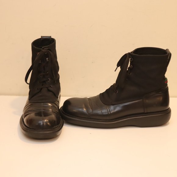 GUCCI Black Leather Combat Boots size 10D - Picture 1 of 14